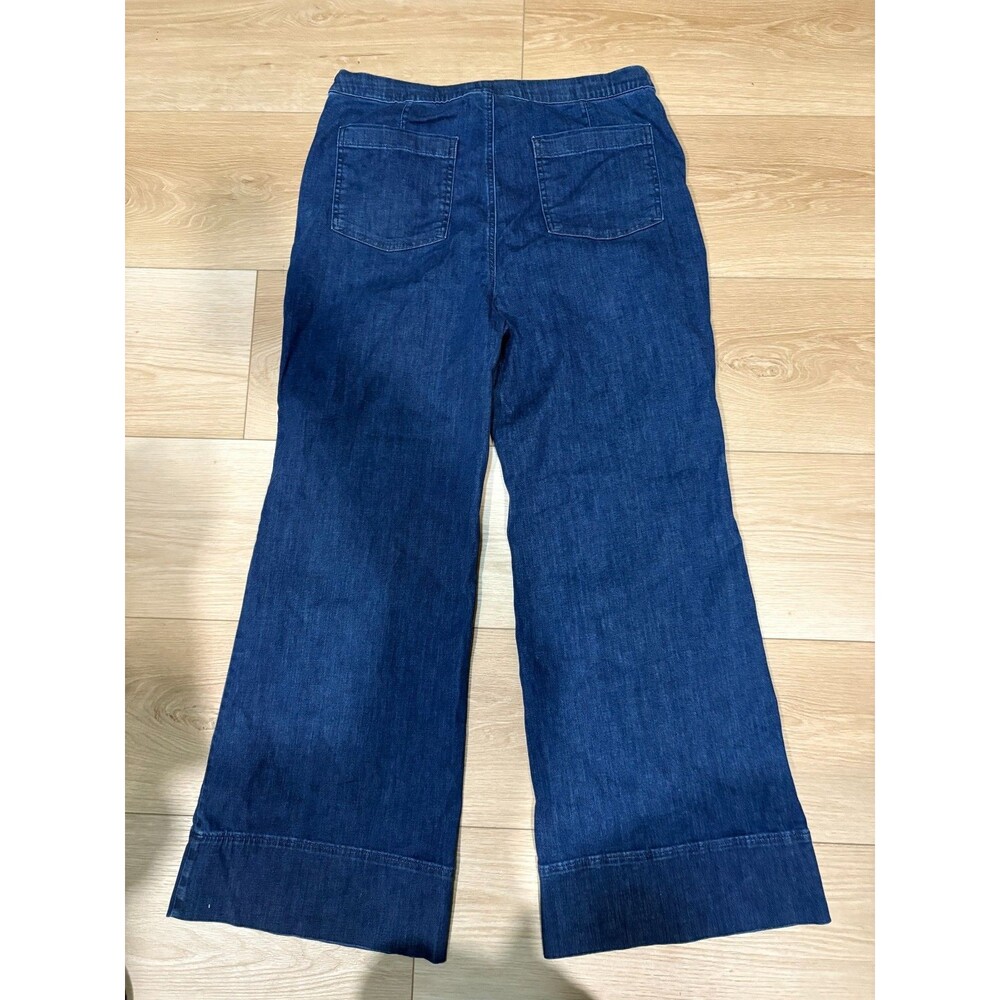 Chico's Women's Wide Leg Denim Jeans Size 2R US 12R Drawstring Dark Wash Blue - Picture 9 of 9